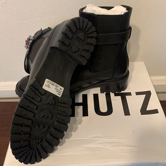 Schutz leather Buckle lug sole ankle boot size 7,5 - Picture 10 of 10